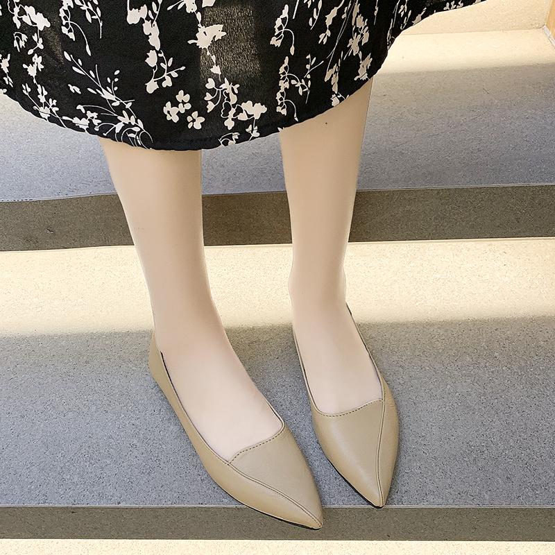 Туфли на плоской подошве женские 2025 года, ранняя весна, новые остроносые туфли на плоской подошве Doudou, интернет-знаменитости, мягкая кожа, мягкая подошва, универсальные женские туфли прилив