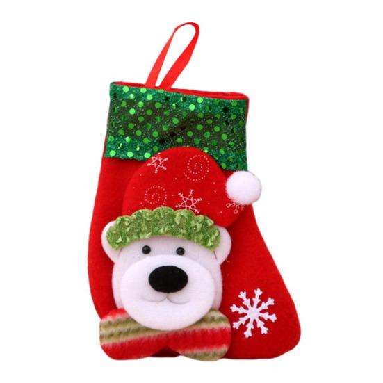 Mini Christmas Stockings 6 Inch Small Christmas Stockings with Glitter Sequin Cuff 3D Snowman Bear Santa Claus Reindeer Hanging Socks