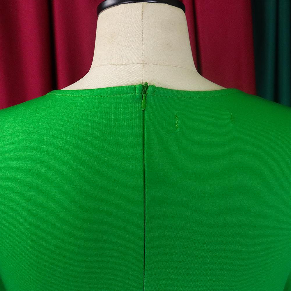 Женское модное однотонное плиссированное платье большого размера, элегантное цельное платье со средними рукавами и круглым воротником с брошью