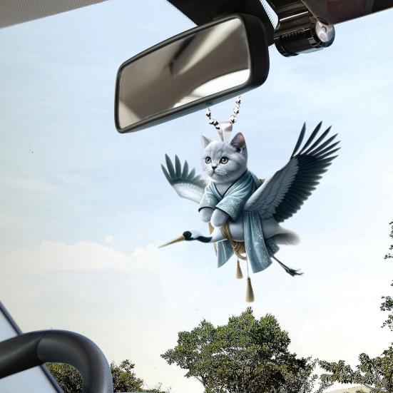 Christmas Acrylic Cats Car Pendant with Lanyard Cute Cat Decoration Backpack Keychain