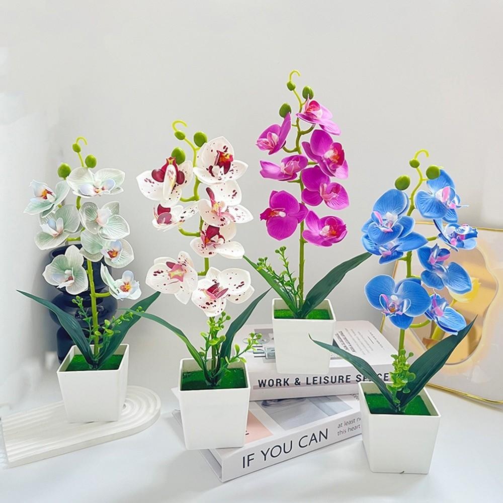 Phalaenopsis Artificial Faux Plants Multi-Bloom Bonsai Living Room Ornaments
