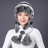 Fur Hat Female Winter Rex Rabbit Hair Middle Old Lady Warm Grandma Hat Mother Hat Old Man Hat Hair Scarf