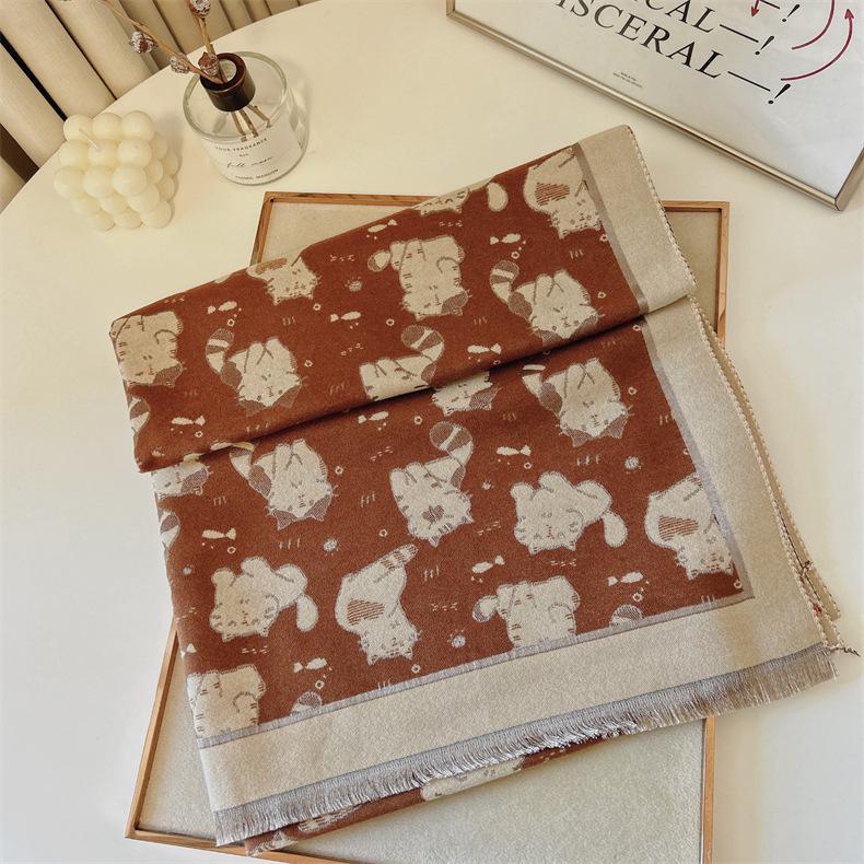 2024 Autumn/Winter New Imitation Cashmere Exterior Warm Office Versatile Extended Thick Scarf Air Conditioning Room Shawl for Women