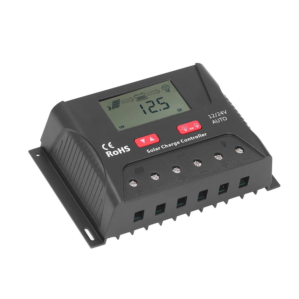 30A 12В/24В ШИМ Регулятор заряда солнечной батареи с ЖК-дисплеем Автоматическая идентификация Регулируемый Pa
