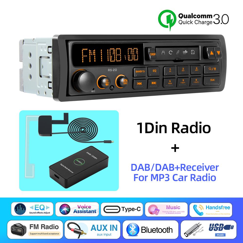 Ретро MP3 Автомобильный Радио Плеер 1 DIN Стерео Эквалайзер FM AM RDS DAB Приемник QC3.0 Bluetooth USB AUX Вход Для VW Porsche Mercedes Benz BMW