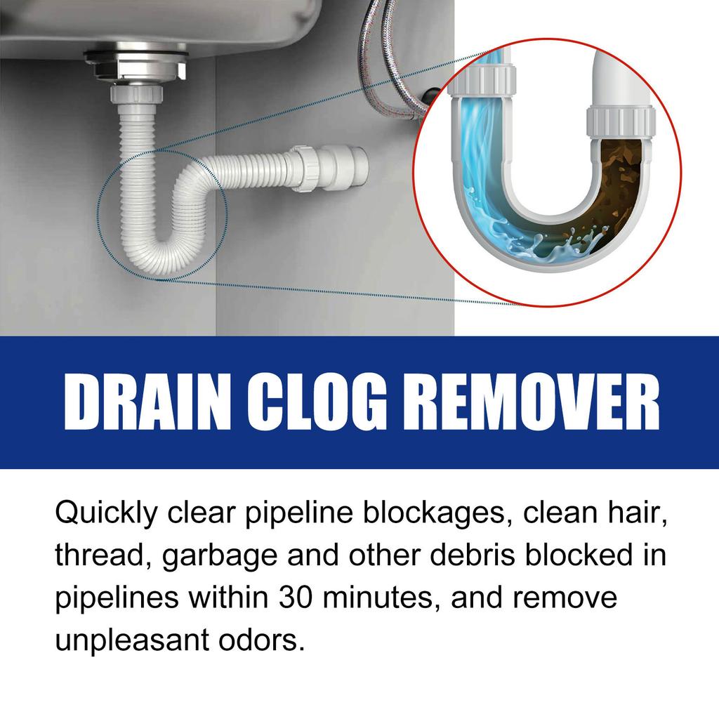 Fast Actings Drain Solution Sink Drain Powder Removes Grease Hair and Other Blockages with Ease for Home Restaurants