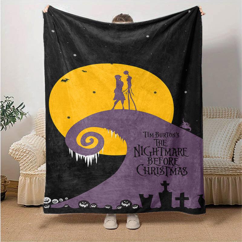 1pc Tim Burton's The Nightmare Before Christmas Blanket, Seasonal Home Decorative Throw for All Seasons, Unique Gift Idea for Fans of Hallow