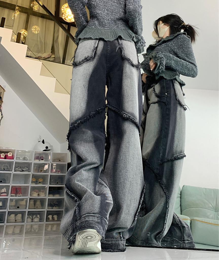 Y2K Wide Leg Jeans Women Hip Hop Style Fashion Vintage Streetwear Black High Waist Jean Female Trouser Baggy Denim Pants