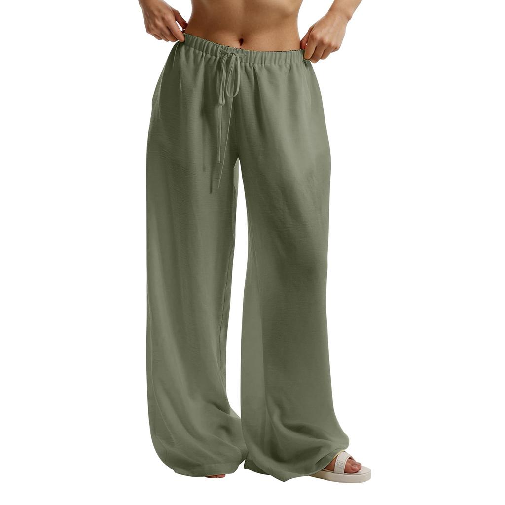 Женские брюки палаццо летние широкие брюки для йоги эластичная талия джоггеры на кулиске спортивные штаны