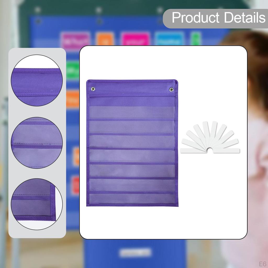 Classroom Pocket Chart 7 Rows Learning Tool Accessory for Home Letter Cards School