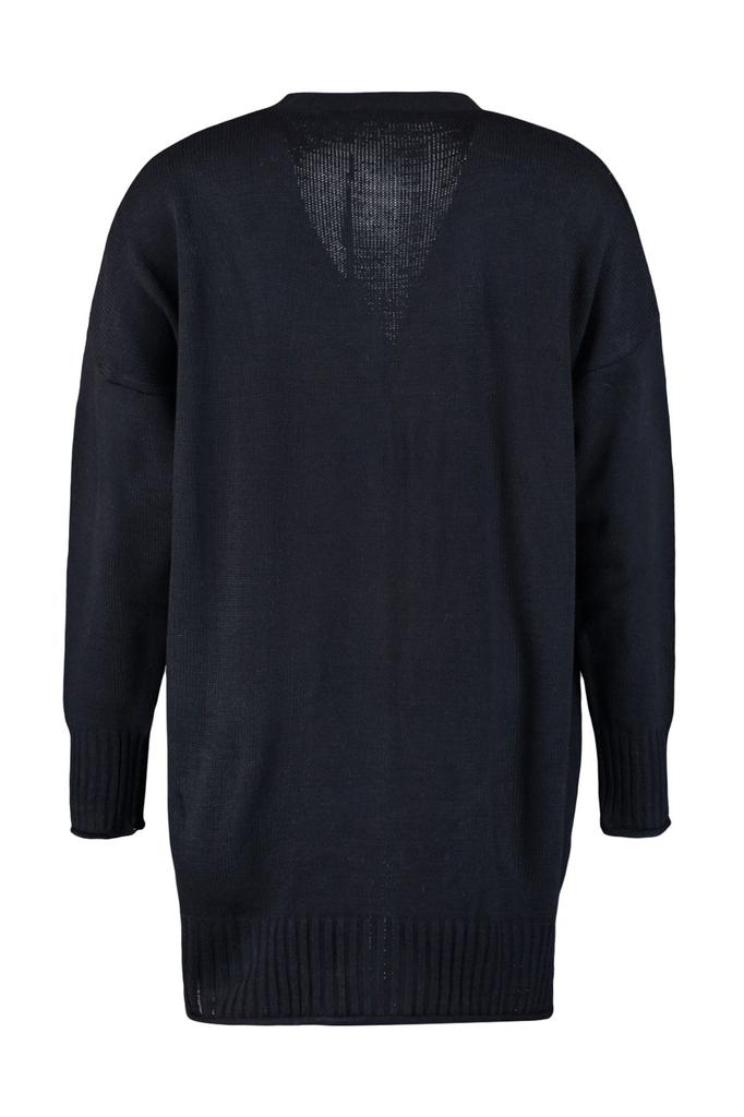 Женский элегантный кардиган больших размеров, черный вязаный кардиган на пуговицах