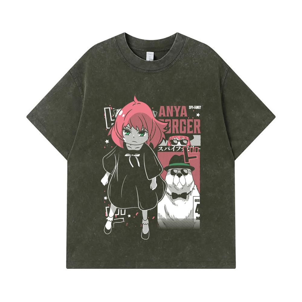 275 GSM Washed T-shirts 100% Cotton Spy x Family V3 Anya Bond Print Unisex Heavy Cotton T Shirt