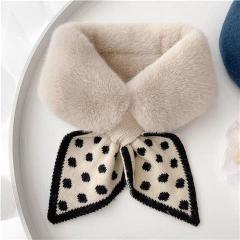 Scarf Women's Autumn and Winter Plush Cross Scarf To Keep Warm Imitation Rex Rabbit Fluffy Scarf