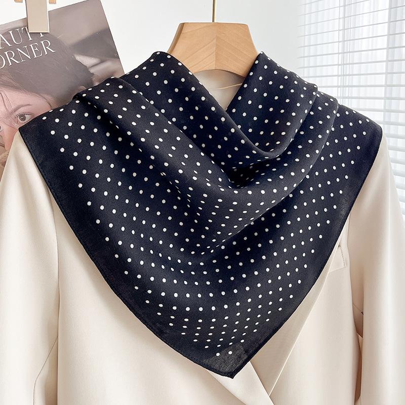 Women's French Red Cotton Silk Blend Scarf – 70CM Neck and Headscarf, Spring/Autumn Fashion Accessory