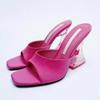 Fashion Summer Women's Shoes Slippers Silky Wide Band Transparent Strange High Heels Comfortable PU Leather Slides Sandals Pumps