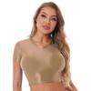 Women’s Sexy Metallic Crop Top Short Sleeves Tank Top Bustier for Dance Club Rave