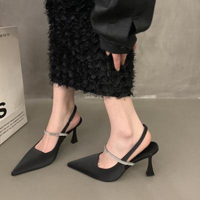 Модные высокие каблуки Лето 2024 Бриллиантовая обувь Женская обувь Сандалии для женщин Стразы На каблуке Заостренный носок Туфли Лодочки Повседневные Корея