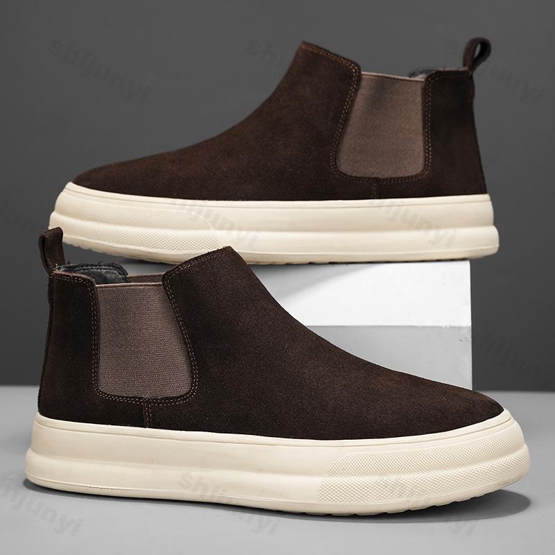 Мода Мужская Мода Тренд Повседневная Обувь 2025 Весна Новые Удобные Высокие Универсальные Ботильоны на Толстой Подошве Нескользящие Массивные Кроссовки