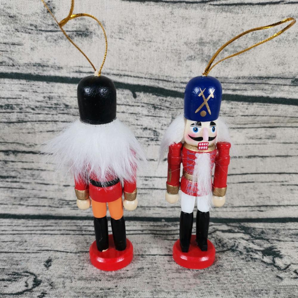 6pcs/set Colorful Soldier Puppet Pendant Figurines Nutcracker Doll Christmas Ornaments