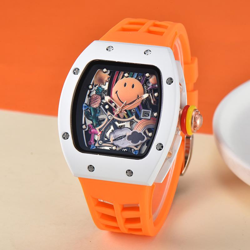 Мужские кварцевые часы из чистого белого вина с циферблатом в форме бочки, календарем и секундной стрелкой