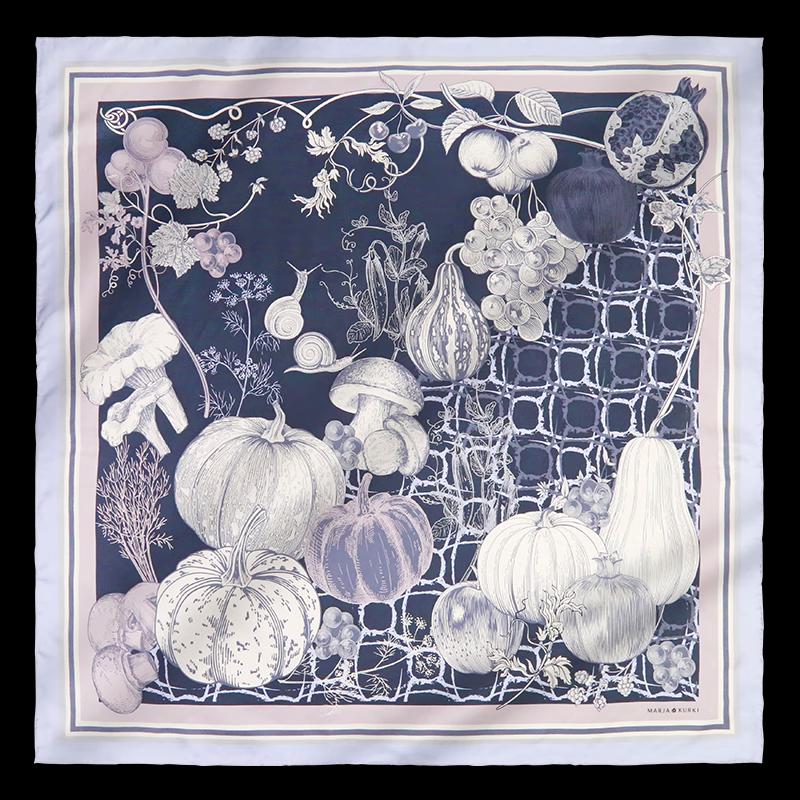 MARJA KURKI "Fruits Full Warehouse" Mulberry Silk Square Scarf
