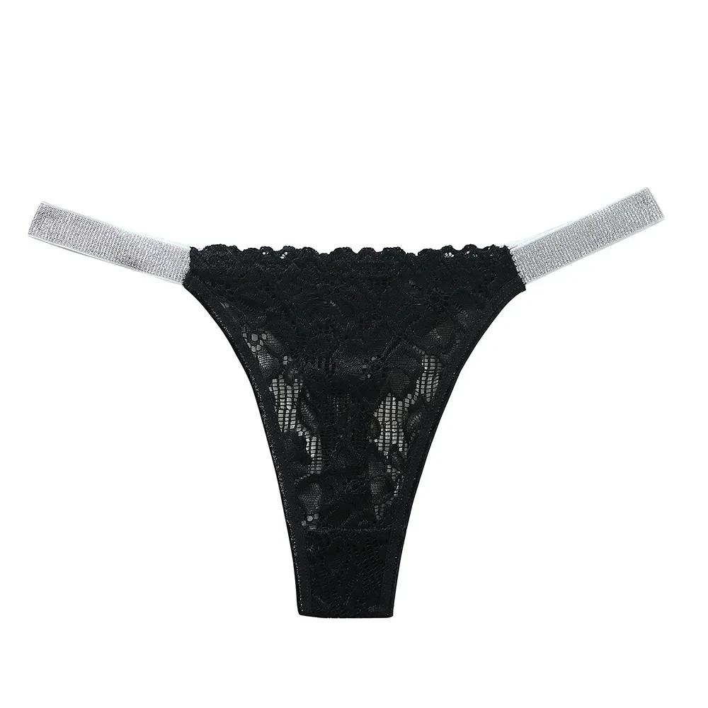 New Low-waist Tanga Panties Sexy G-string Lace Hollowed Out Thong Transparent Temptation T-back Pure Cotton Underpants for Women