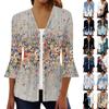 Women's Fashion Loose Casual Printed Three-quarter Sleeve Button Shirt Cardigan Top