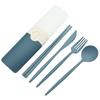 Wheat Travel Dinnerware Cutlery Knife Fork Spoon Chopsticks With Portable Box Child Student Flatware Set BBQ Party Tableware Set