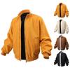 Men's Casual Solid-color American Stand-up Collar Flight Jacket, Unisex Loose Work Jacket Jacket