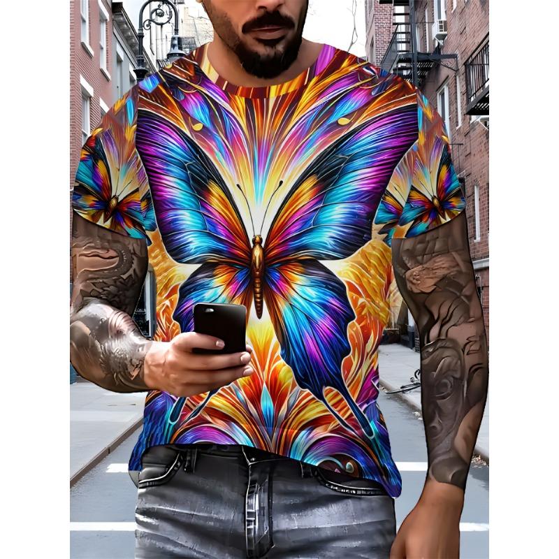 Men's Street Hip Hop T-shirt Summer Fashion Flame Billiards Pattern Casual Street Fashion Short Sleeve