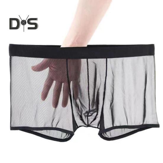 Мужские трусы-боксеры, летние ультратонкие сетчатые шорты-трусы средней посадки, U-образные сексуальные трусики