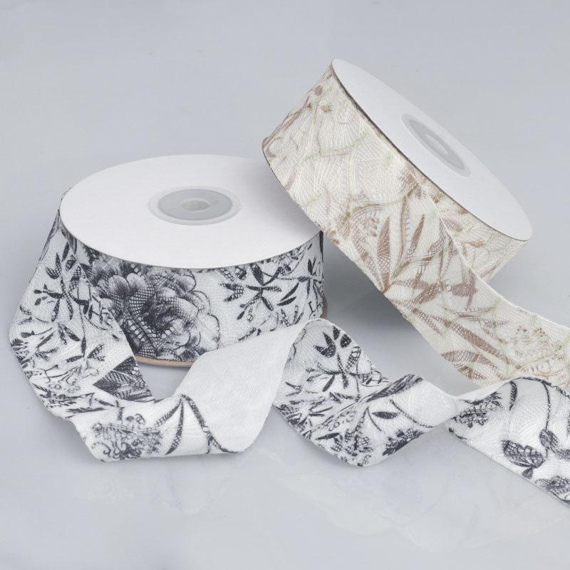 DIY Decorative Embellishments Romantic and Cozy Ancient Lace Printed Ribbon Diy Bow Handmade Decorative Ribbon Gift Cake Bouquet Packaging Ribbon