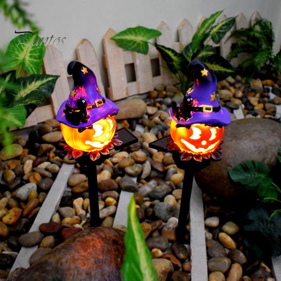 Солнечный тыквенный фонарь, водонепроницаемый, дорожка, тыква-призрак, светодиодный светильник из смолы, украшение на Хэллоуин, уличный фонарь для садового газона