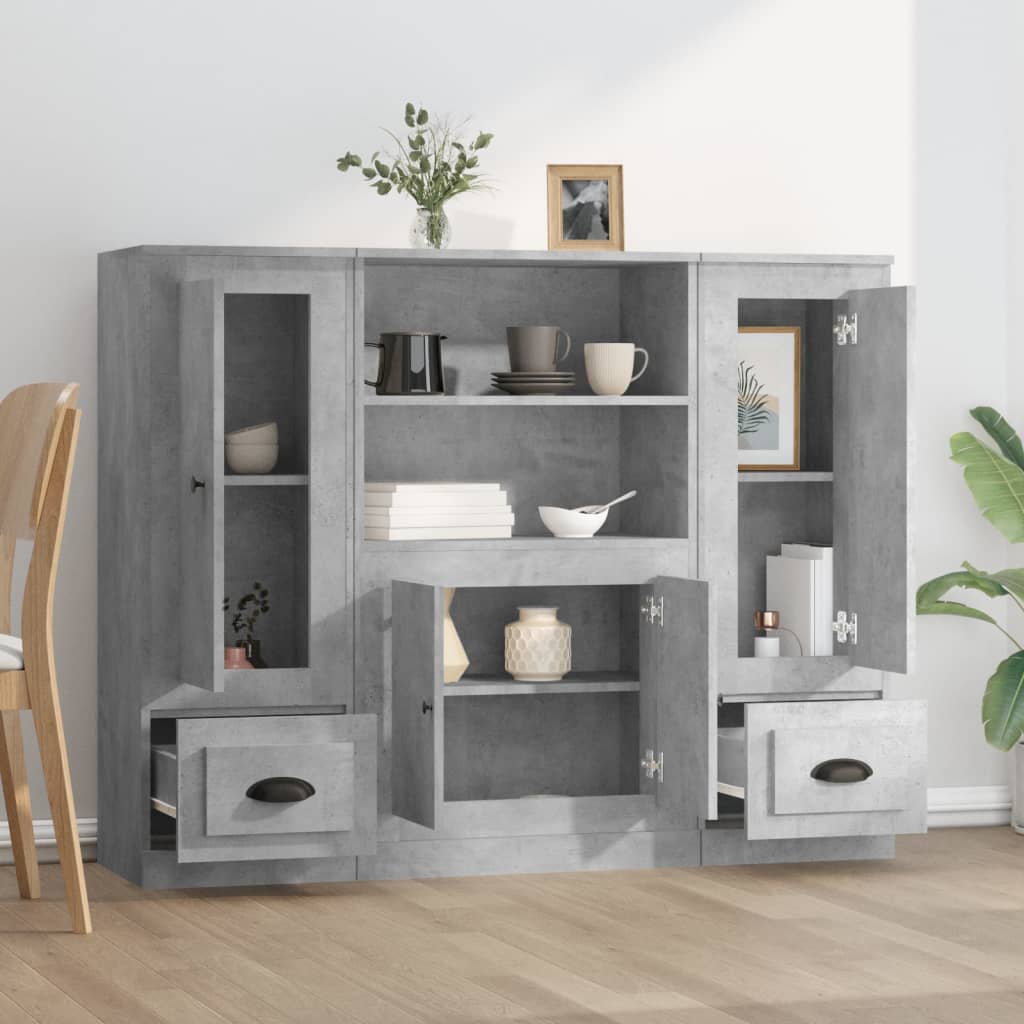 Vidaxl Wysokie Szafki, 3 Szt., Szarość Betonu, Materiał Drewnopochodny