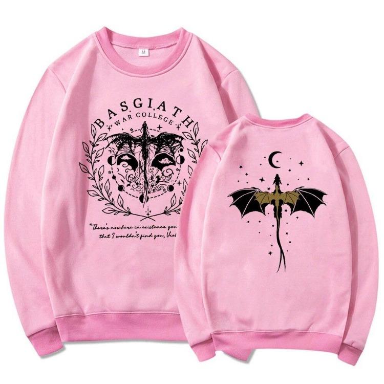 Vintage Women Graphic Hoodies Basgiath War College Sweatshirt Fourth Wing Double Sided Bookish Pullover Sweater