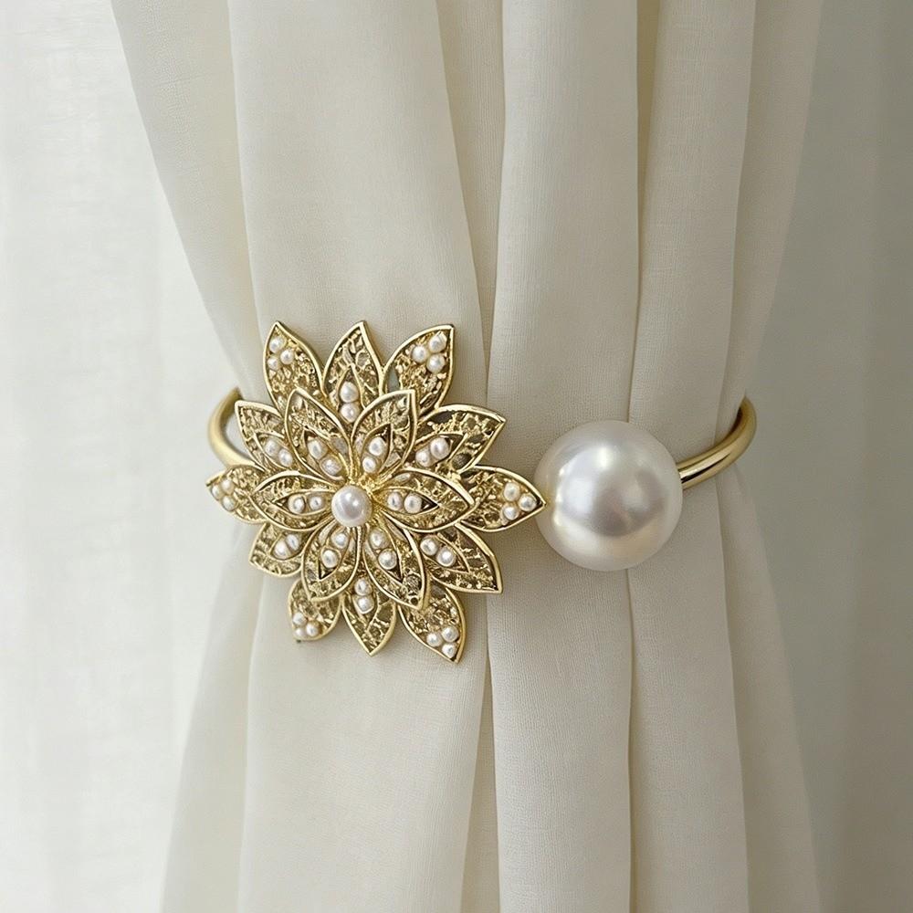 Metal Curtain Tiebacks Vintage Pearl Curtain Straps Curtain Accessory Curtains Tie Rope Office