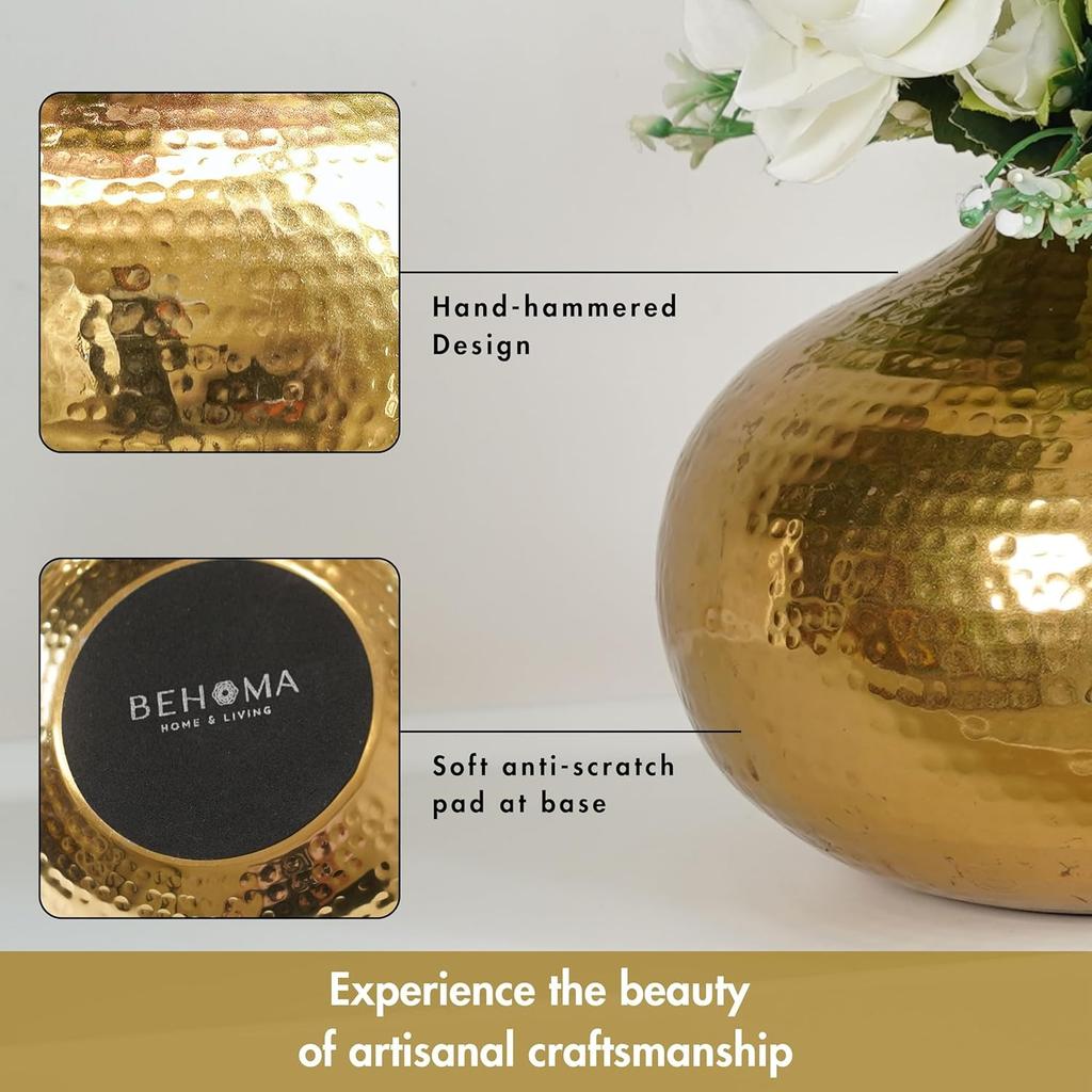 Металлическая ваза для цветов, Metal Flower Vase (Gold, Large),  Behoma
