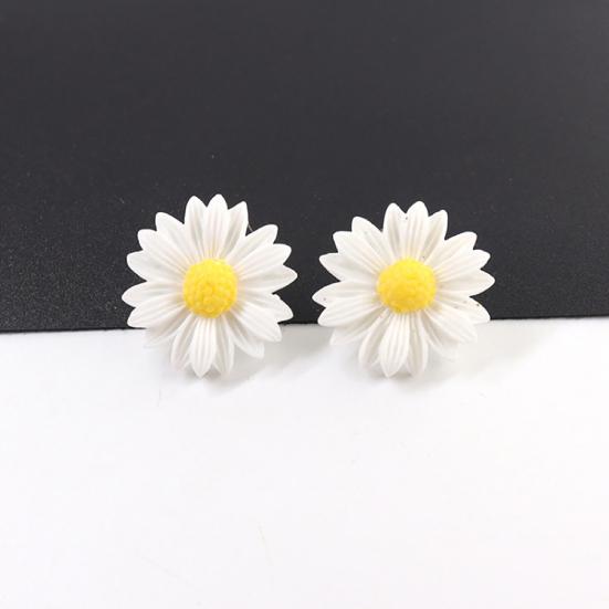 1 пара милых красивых пластиковых сережек-гвоздиков в форме подсолнуха для