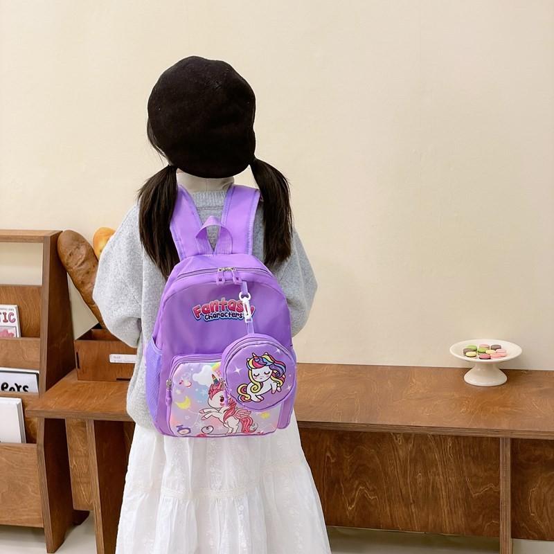 Рюкзак детский мультяшный с единорогом, из нейлона с принтом, универсальный и милый