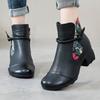 Fashion GKTINOO Genuine Leather Ankle Boots Women Shoes 2024 Autumn Early Winter Round Toe Square Heel Zip Handmade Leisure Women Boots