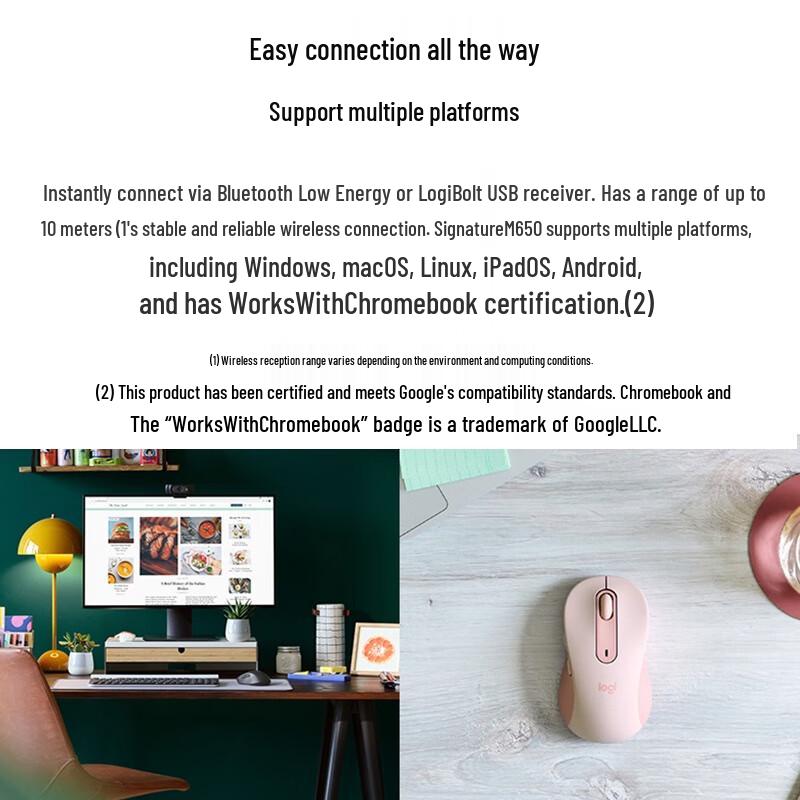 Беспроводная мышь Logitech M650 с двумя режимами, бесшумная, эргономичная