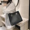 Women Casual Bag Black Versatile High Capacity Chain Bag Vintage Single Shoulder Messenger Handbag
