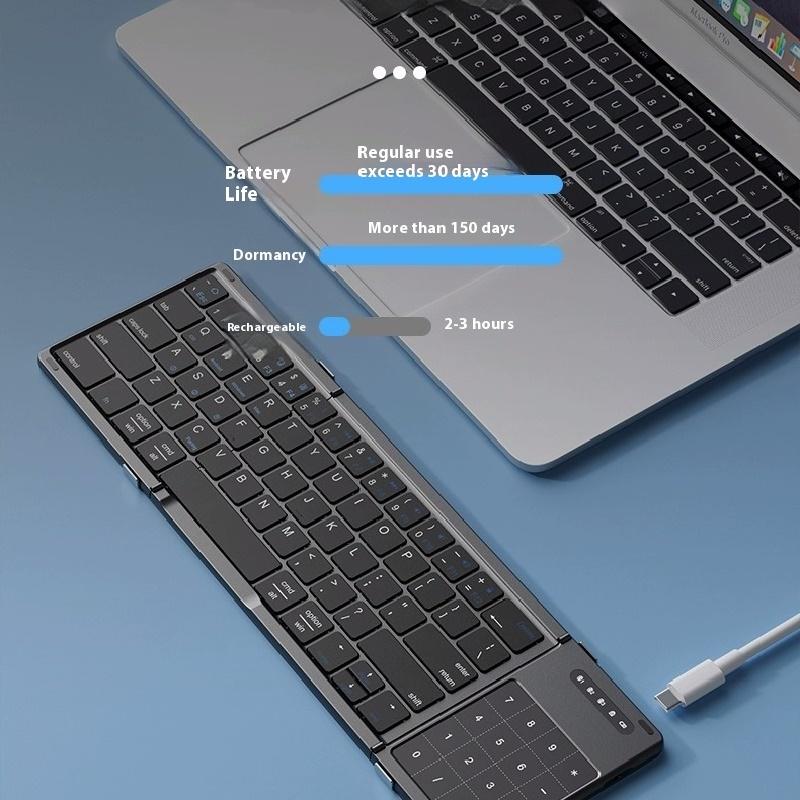 Трехсекционная клавиатура Беспроводная Bluetooth Складная Маленькая клавиатура Подходит для настольных компьютеров и ноутбуков