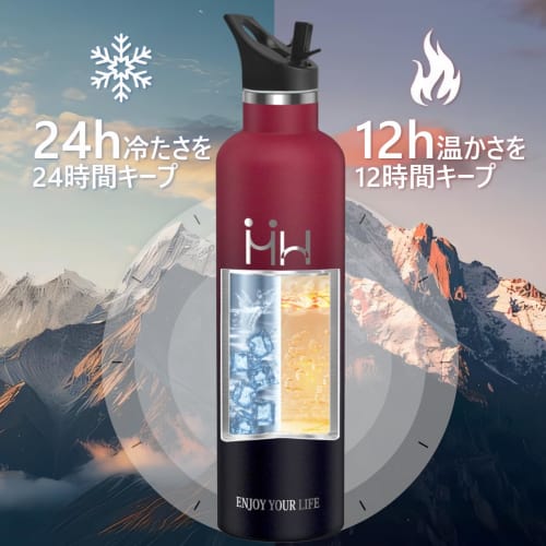 BOONSHAK 1000ml Stainless Steel Water Bottle with Straw, Carbonated, Direct Drinking, Double-Walled Design, Leak-Proof, Keeps Drinks Hot or Cold, 1 Li