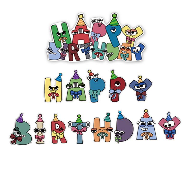 Раскраска с алфавитом, украшение для дня рождения, воздушный шар с алфавитом, баннер, топпер для торта, день рождения