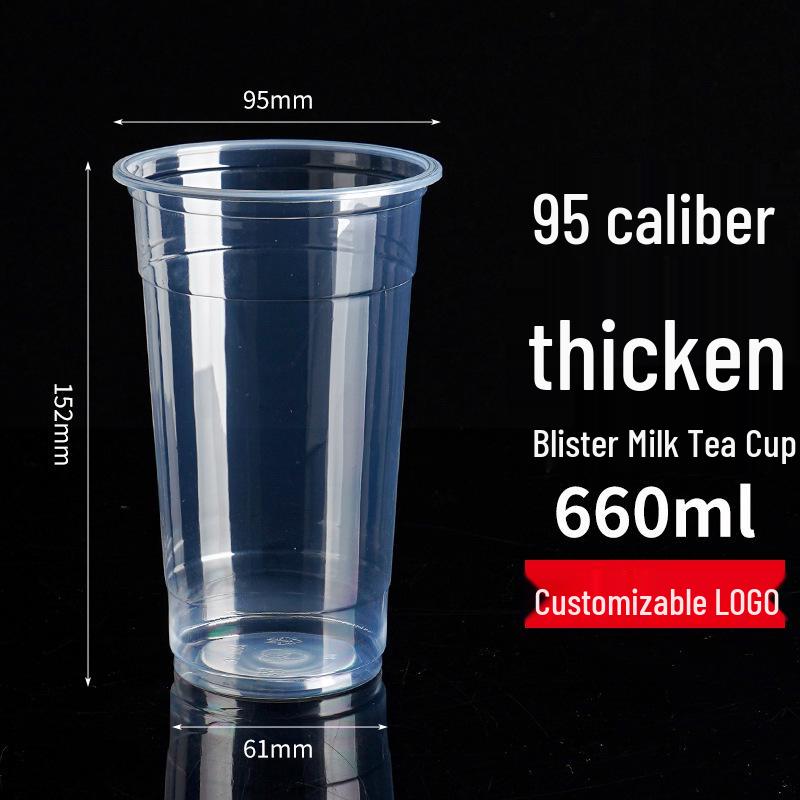 Прозрачный стакан из ПП Jin Xin Huan, 95-го калибра, для молочного чая и йогурта с крышкой, утолщенный для кофе.