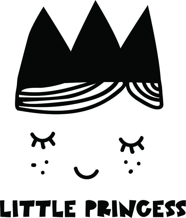 Printtoo Little Princess Text & Sleeping Face Design Square Wooden Rubber Stamp-2 x 2