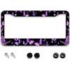 Фиолетовая бабочка рамка для номерного знака - 1 шт. Персонализированная алюминиевая накладка на номерной знак автомобиля Держатель номерного знака с бабочкой Универсальный США-Канада 2 отверстия