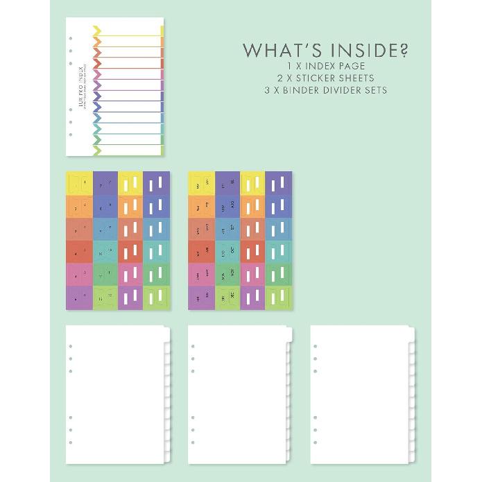 LUX PRO A5: Binder Dividers – LUX Productivity Refill Pack - Planner Page erts - Compatible with the LUX PRO A5 6-Ring Binder Organizer