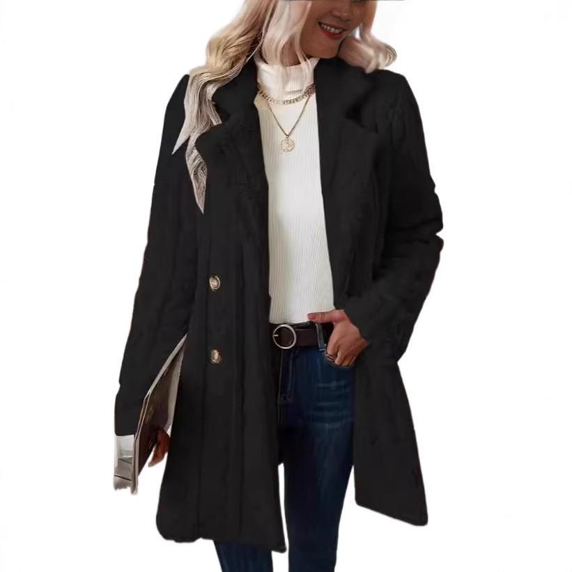 2024 Теплое шерстяное двубортное плюшевое пальто с лацканами пиджачного типа - Удобный европейский и американский стиль